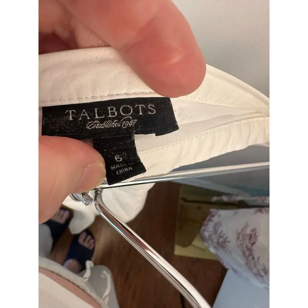 Talbots Women's white A-line skirt pleated eyelet embroidery cotton Size 6 - Picture 6 of 6